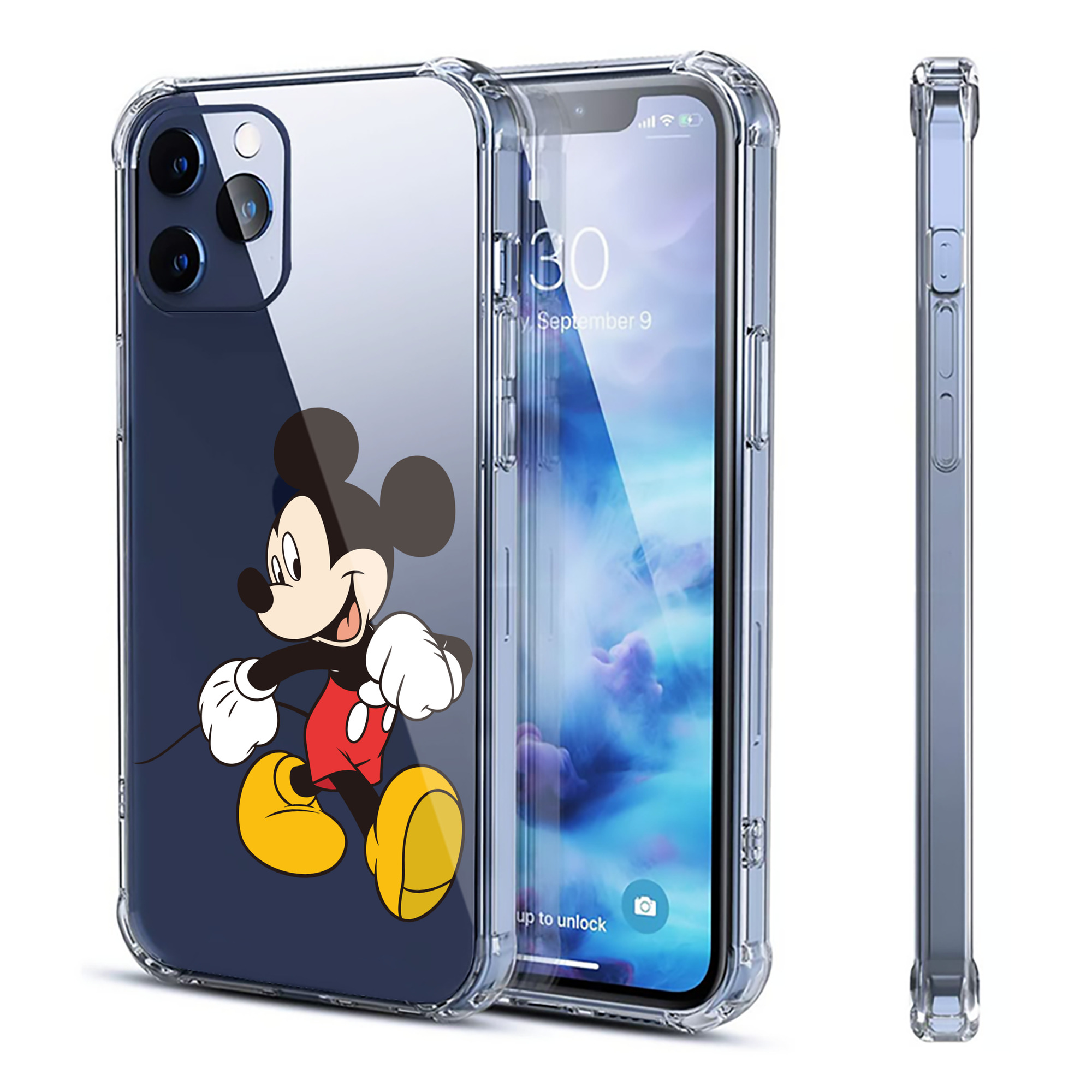 （画像用） ミッキーマウス Mickey Mouse 【iPhone 12シリーズ対応】透明スマホケース（クリアソフトケース）